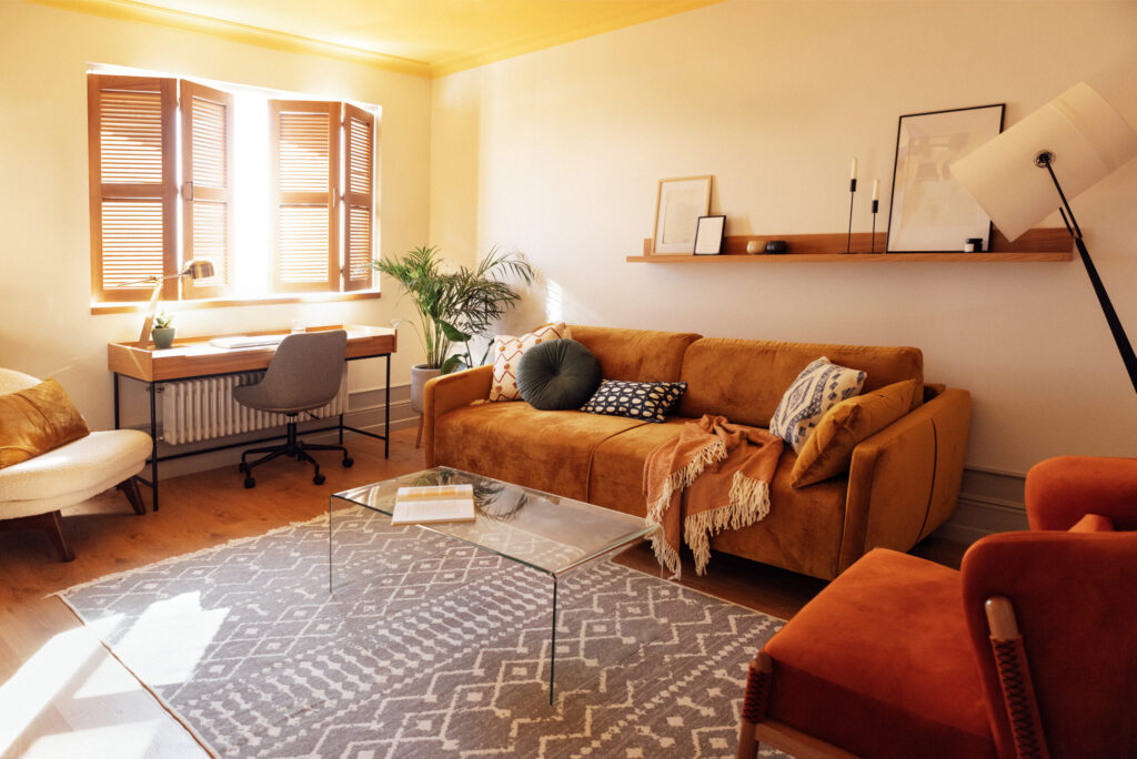 Contact Form . Cozy living room with natural light.