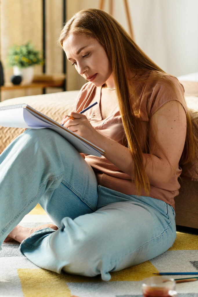 Therapy for depression in Blaine MN Young woman writing in a journal