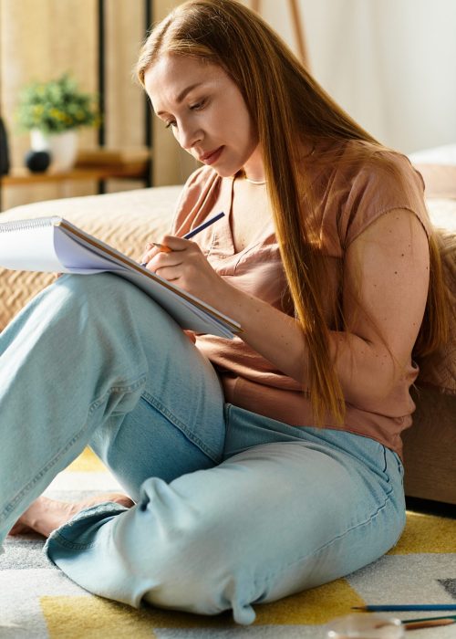 Therapy for depression in Blaine MN Young woman writing in a journal