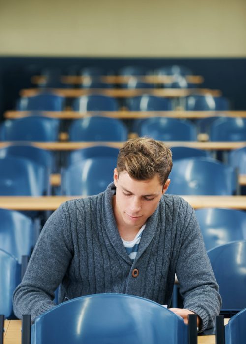 The last student in the lecture hall.